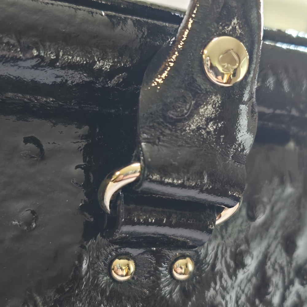 Kate Spade Knightsbridge Constance Leather Satchel Black Ostriche Patent, - Picture 10 of 16